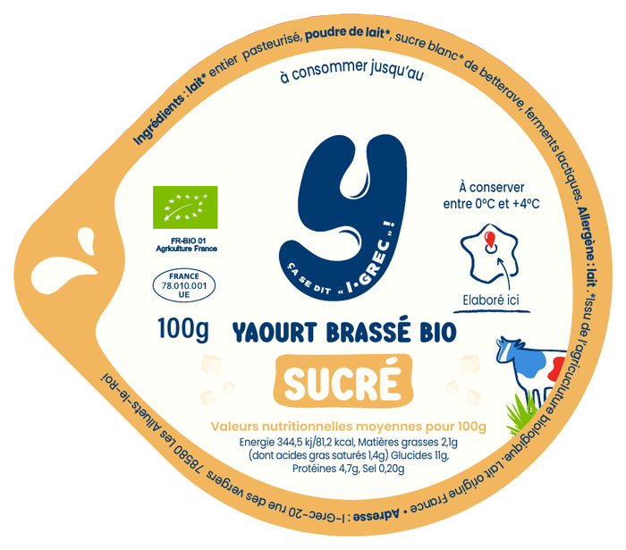 Opercule yaourt brassé sucré
