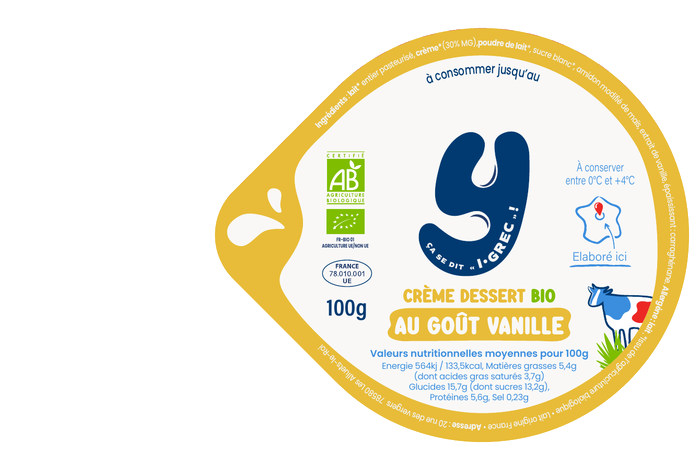 Opercule crème dessert vanille